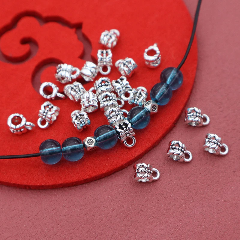 50 piezas/lote de Conectores Huecos Versátiles de Plata Antigua, Abalorios con Orificio Grande, Colgantes y Dijes con Anilla para Conexión, Fornituras para Joyería DIY