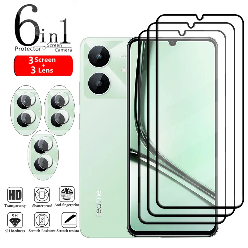 

6-in-1 For Realme Note 60X Glass For OPPO Realme Note 60X Tempered Glass Full Cover Screen Protector Realme Note 60X Lens Glass
