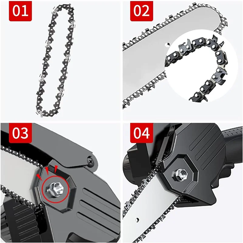 12Pcs Mini Chainsaw Chain 4 Inch Guide Saw Chain 1/4 LP Pitch, 28 Sections For Electric Protable Handheld Chain Saw
