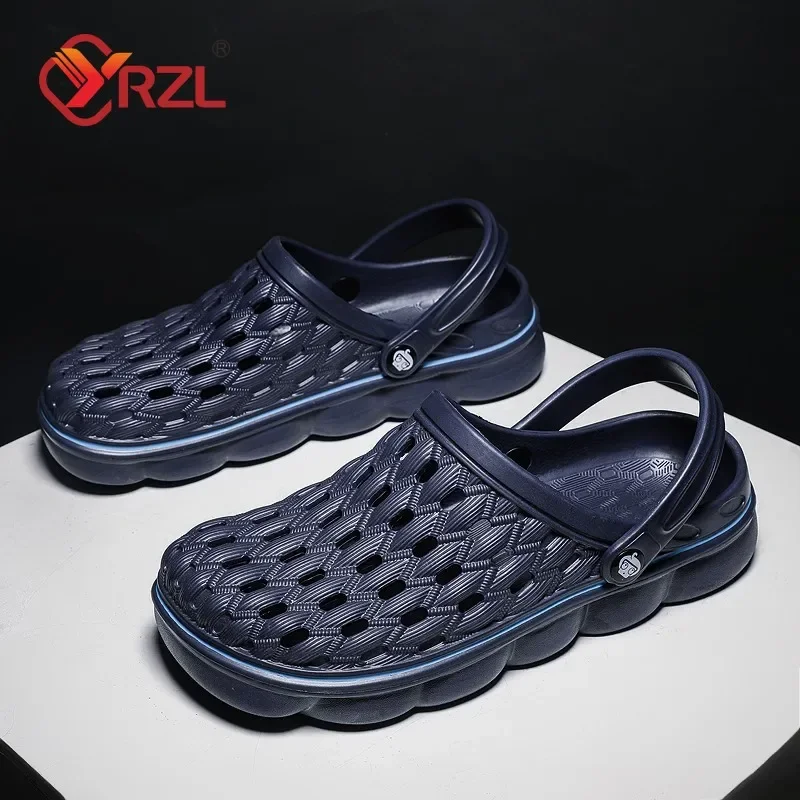 

YRZL Slippers Men Comfortable Beach Sandals Men 2024 Summer New Anti Slip Outdoor Hollow Breathable Clogs Sandals for Men