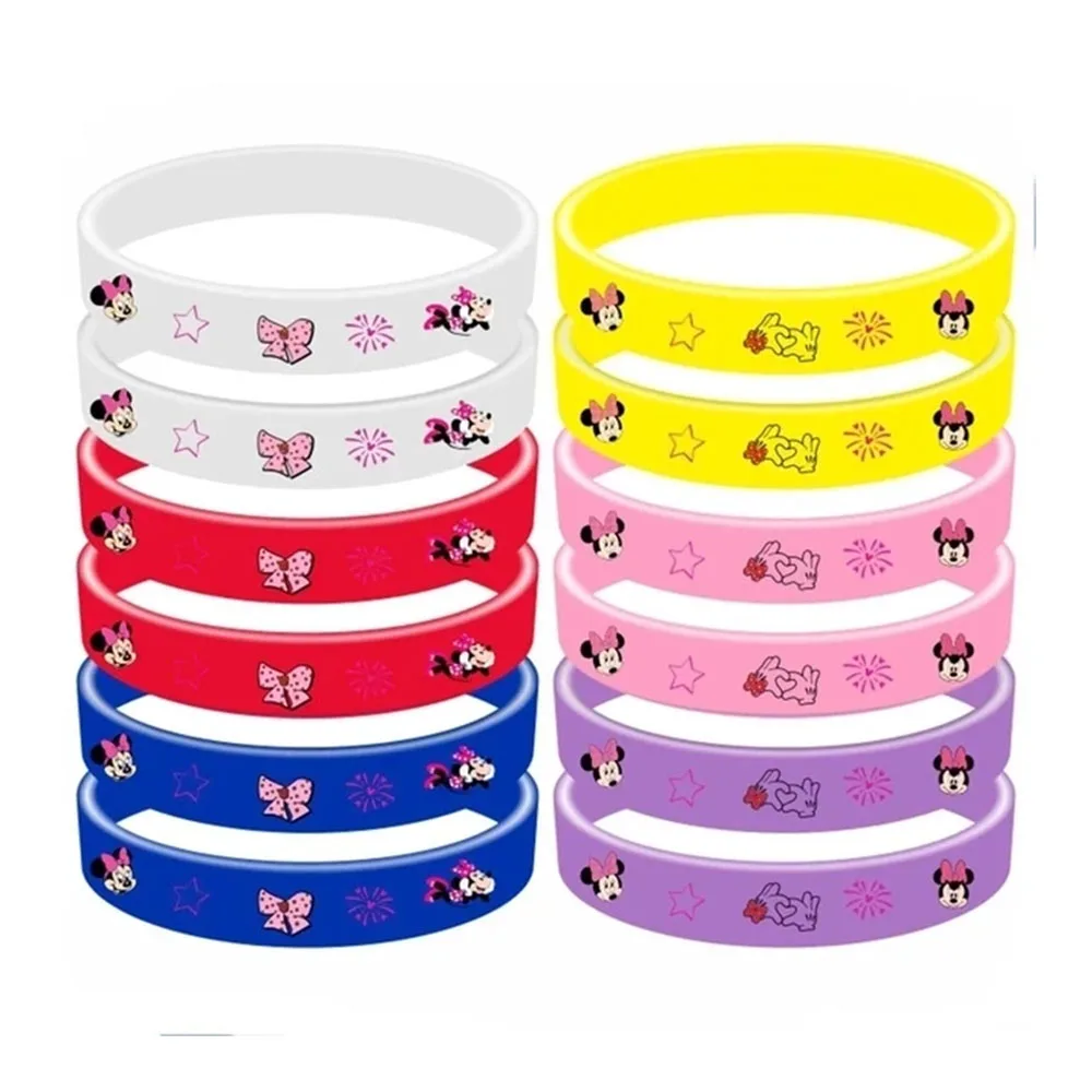 Mickey Mouse Party Favors Cartoon Minnie Mickey Slap Bracelets Headbands Stickers  Keychains  Gift Bags Kids Birthday Classroom