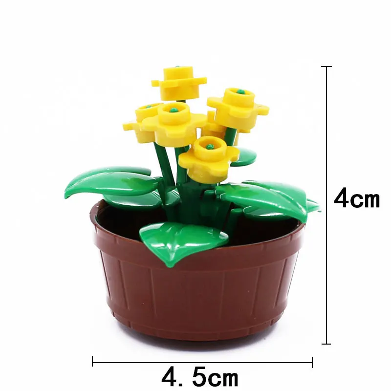 Small  Building Block The Model Colorful Flowers 1set  Plant Landscape with A Flower Pot  Compatible with LEGO Garden