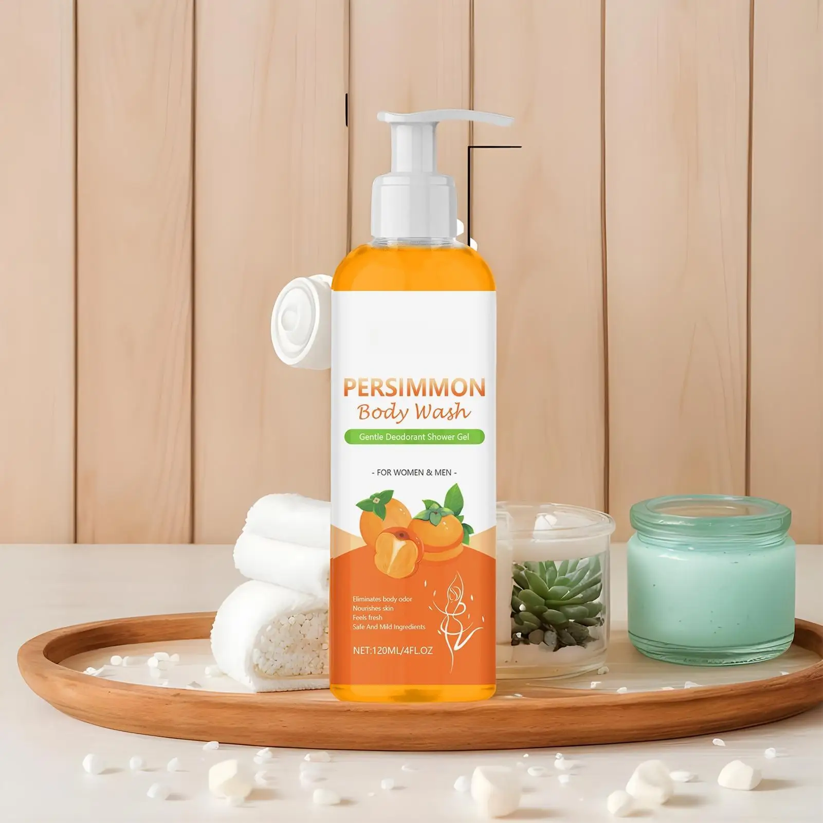 

120ml Persimmon Body Wash Natural Persimmon Deodorizing Soap Strong Smell Control Cleansing Skin Lotion Deodorizer For woman men