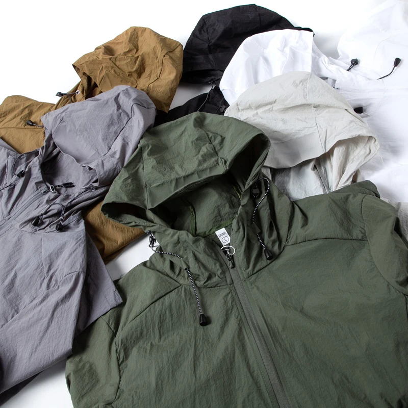 

Lightweight Breathable Water-Resistant Windproof Outdoor Couple's Jaet Youth Faion Spring Summer Long Sve Hooded Coat