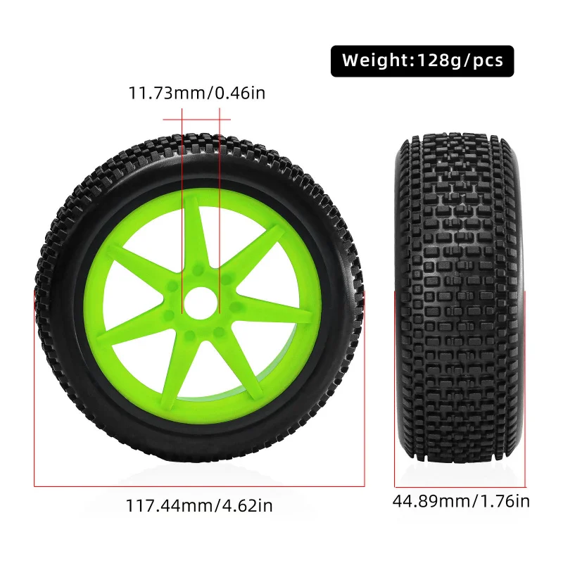 4Pcs High Grip Rubber RC Wheel Tires 17mm Hex Hub For 1/8 ARRMA Typhon 3S 6S Kyosho Inferno MP10 Buggy Off Road RC Car