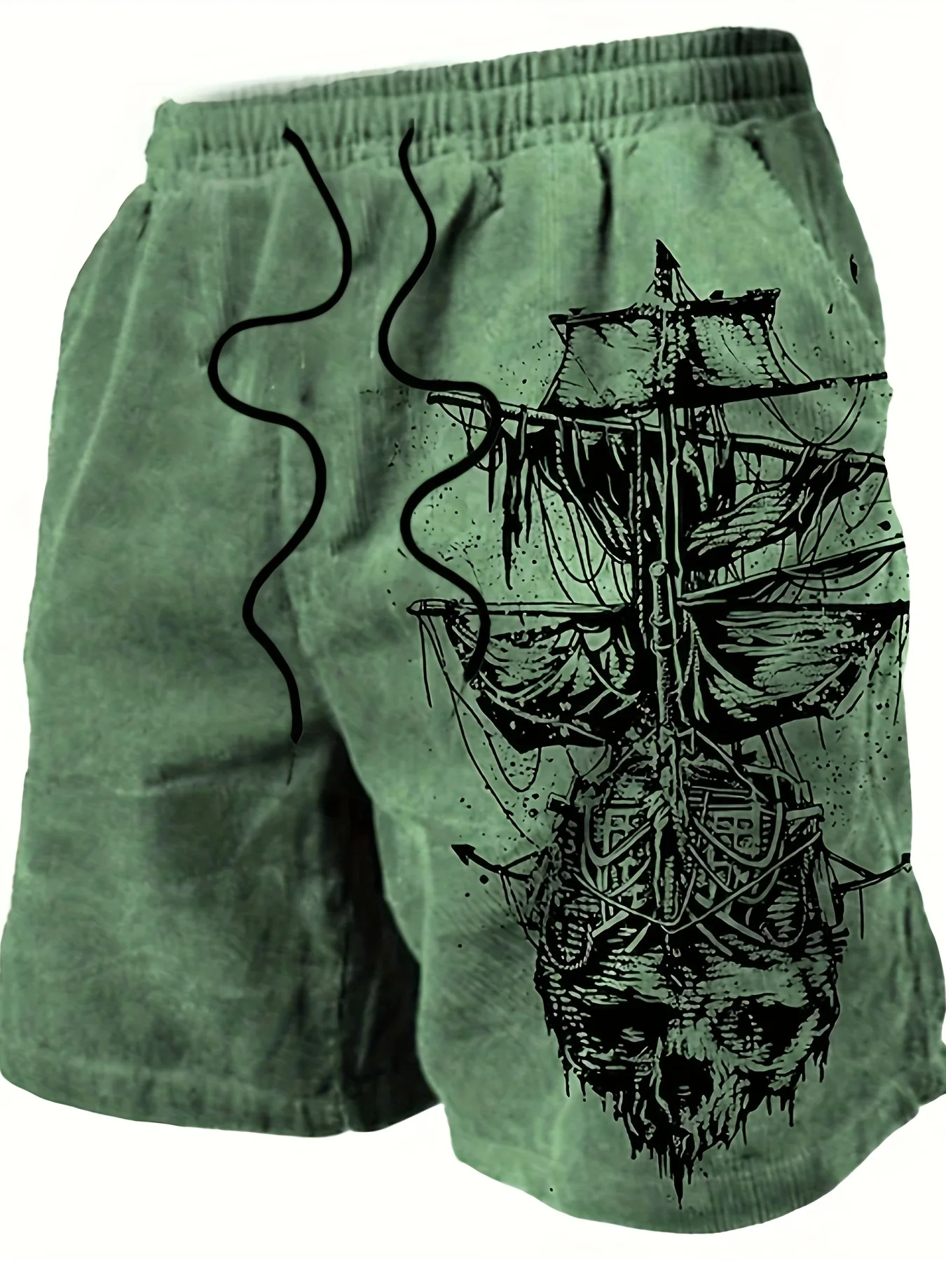 Men's shorts swimming trunks quick-drying pirate skull sailboat drawstring beach shorts outdoor hiking beach swimwear