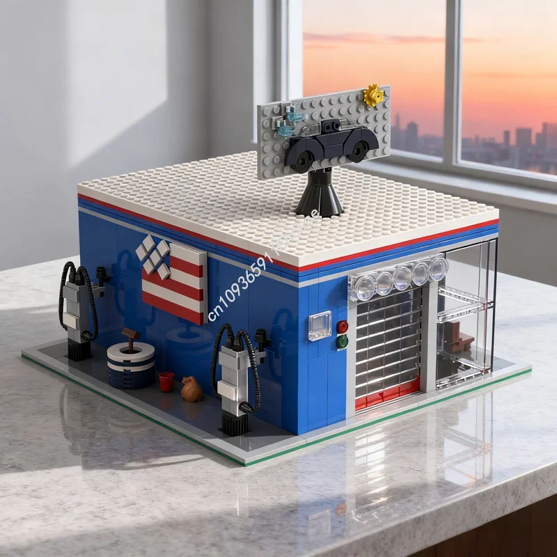 

962pcs MOC Car Wash Modulared Model Building Blocks Architecture Assemble Toy Idea Christmas Gifts Education Brick Kids Birthday