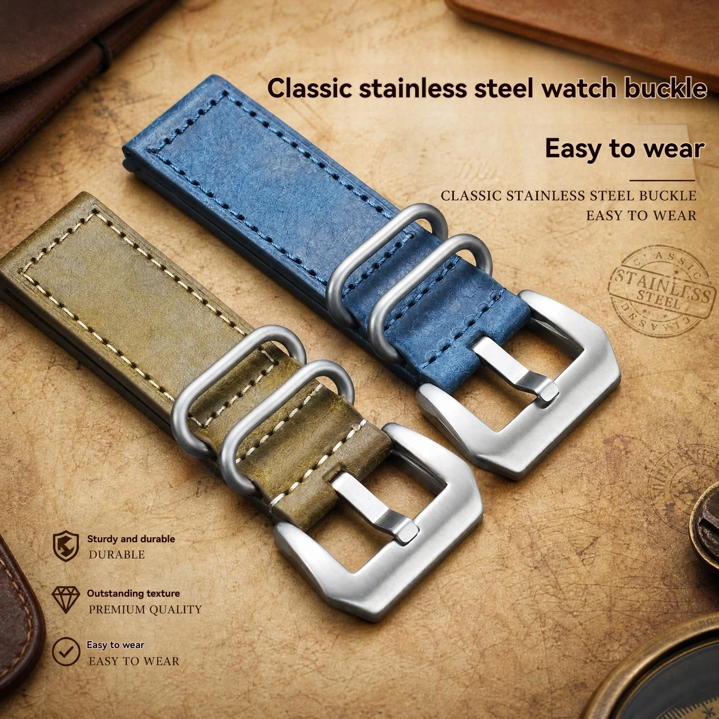Vintage Genuine Leather Watchband 22mm 24mm For Panerai SUBMERSIBLE PAM441/351/111 Universal Cowhide Strap Men Watch Accessories