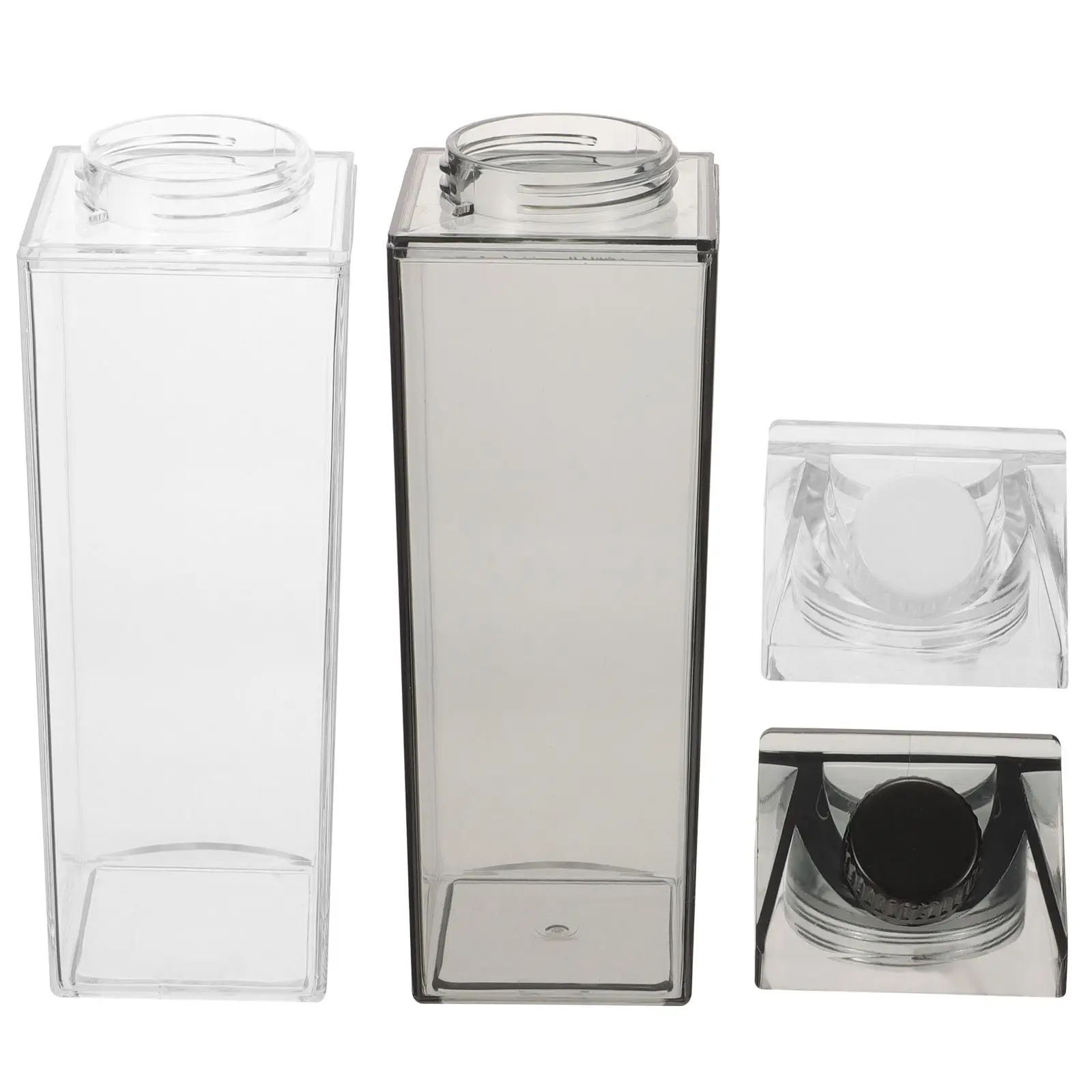 

2 Pcs Reusable Milk Bottles 500ML Black White Clear Texture Leak Proof Containers Storage Box