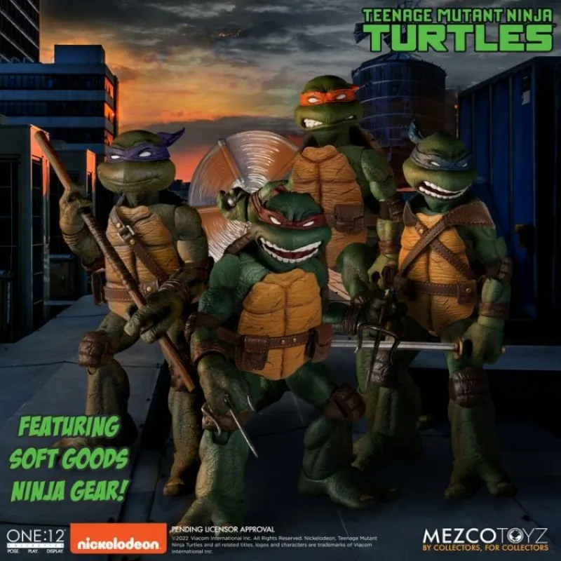 Nieuwe MEZCO originele Ant ONE: 12 Ninja Turtles Set, Lafayette Michelangelo 1/12 mobiel popmodel, speelgoedcadeaucollectie Spot