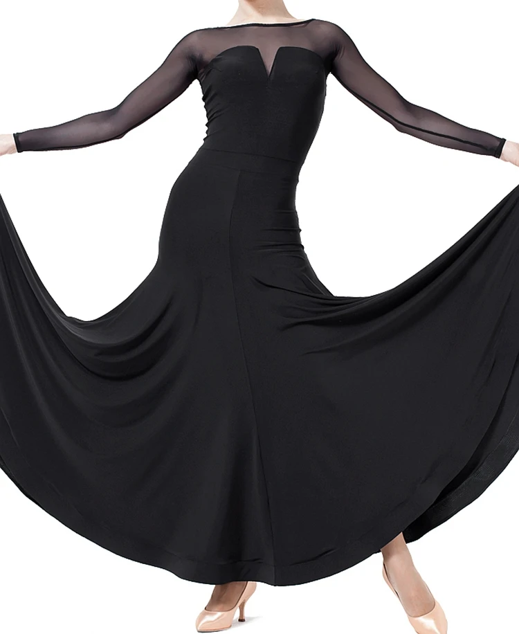 

Standard Front Deep V Transparent Small Line Leading Beauty Back Long Sleeved Modern Dance Dress