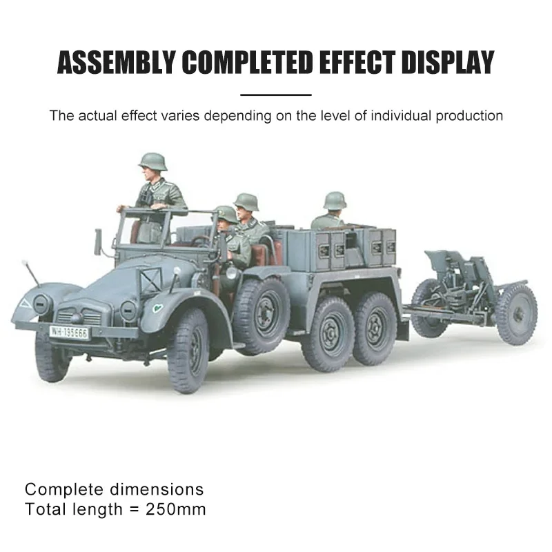 TAMIYA assembly model kit 35259 German Krupp Protze trailer and 37mm anti tank gun 1/35