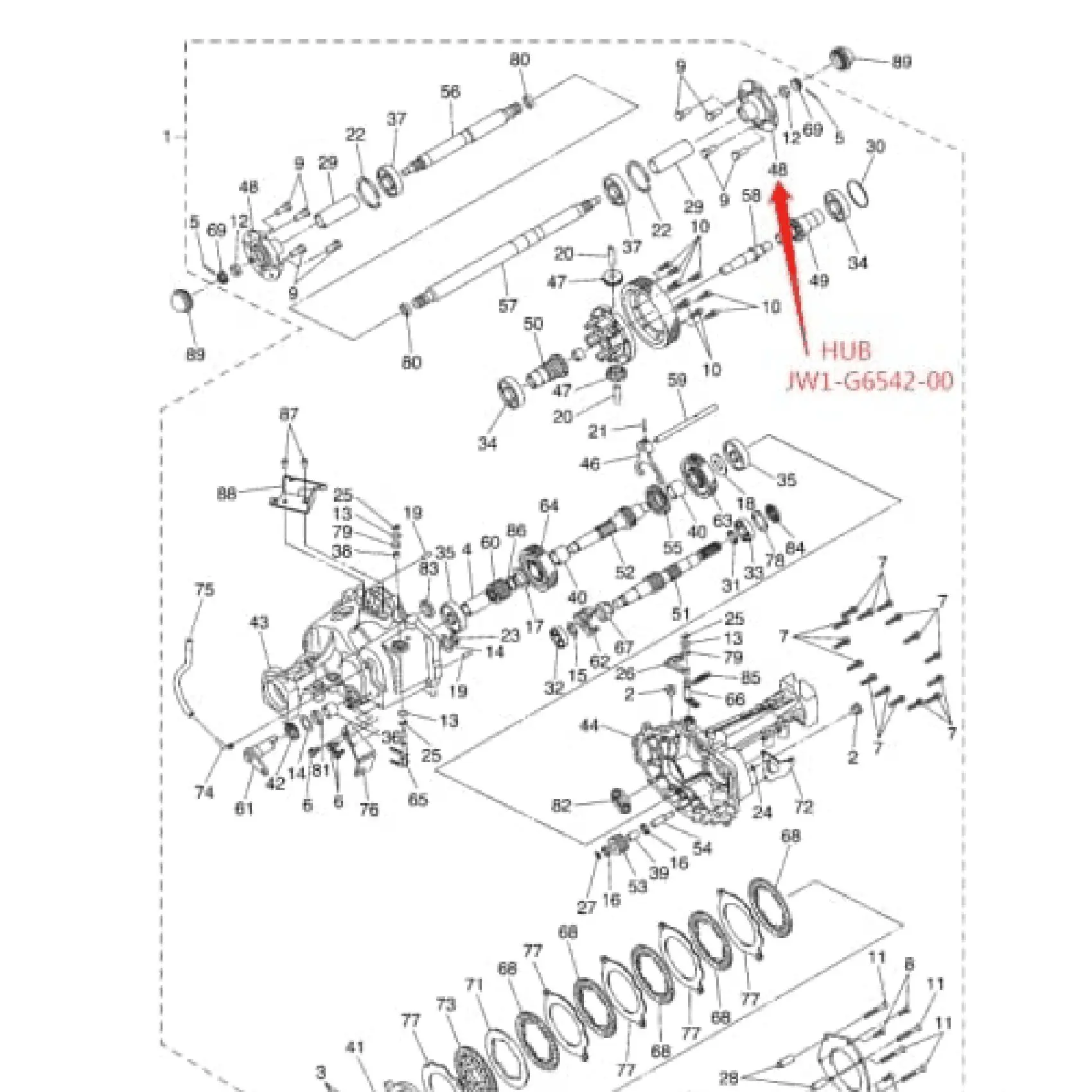 

For Yamaha G29 Golf Cart Rear Wheel Hub Part G29 Drive Gas Electric JW1-G6542-00-00 JW1-F53T0-09- 00