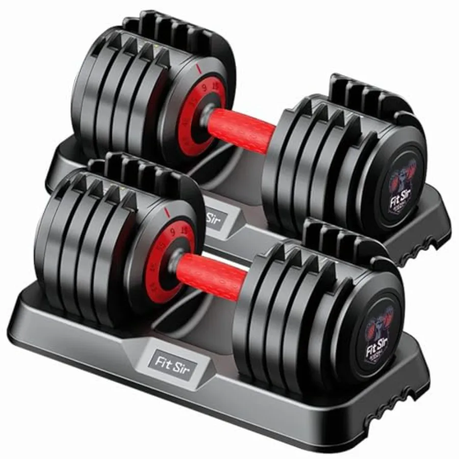 

Регулируемый набор гантелей 25/55 фунтов, 10 в 1, с нескользящей текстурированной рукояткой, быстрая регулировка веса за 1 секунду, для мужчин и женщин