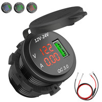 QC 3.0 USB Charger Socket Power Outlet Digital Voltmeter  Ammeter monitoring for Car Boat Marine Rv Motorcycle