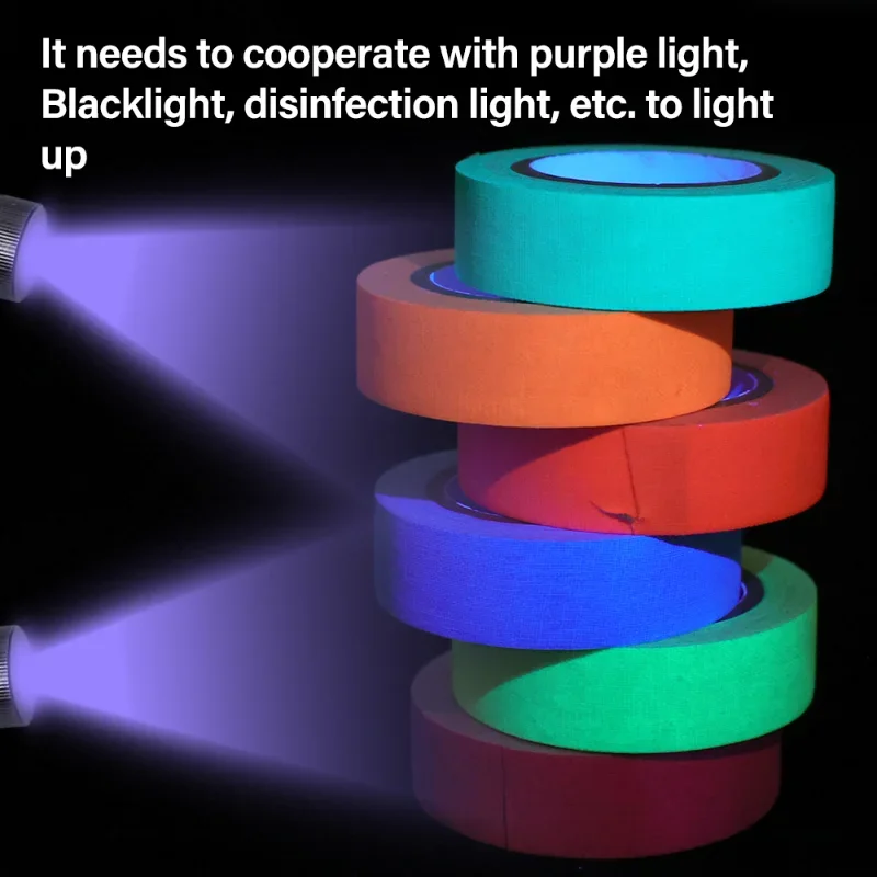 Fitas de algodão com brilho uv, fita de néon para festa, aviso de segurança, fita uv, adereços de palco, decorações de casamento, decoração de casa