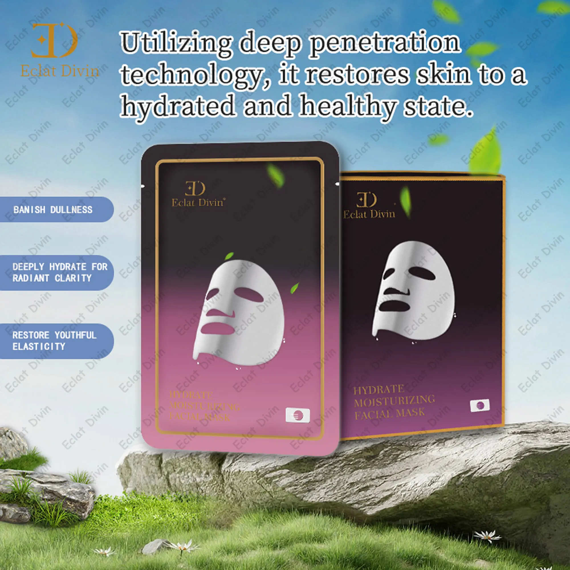 

Eclat Divin 10 шт. Набор коллагеновых масок для лица, профессиональный увлажняющий и восстанавливающий уход за кожей сияющего сияния