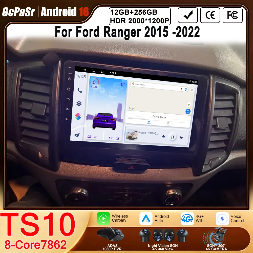 

Android 16 For Ford Ranger 2015 2016 2017 2018 2019-2022 Car Radio Stereo QLED Screen GPS Multimedia Carplay Autoradio Head unit