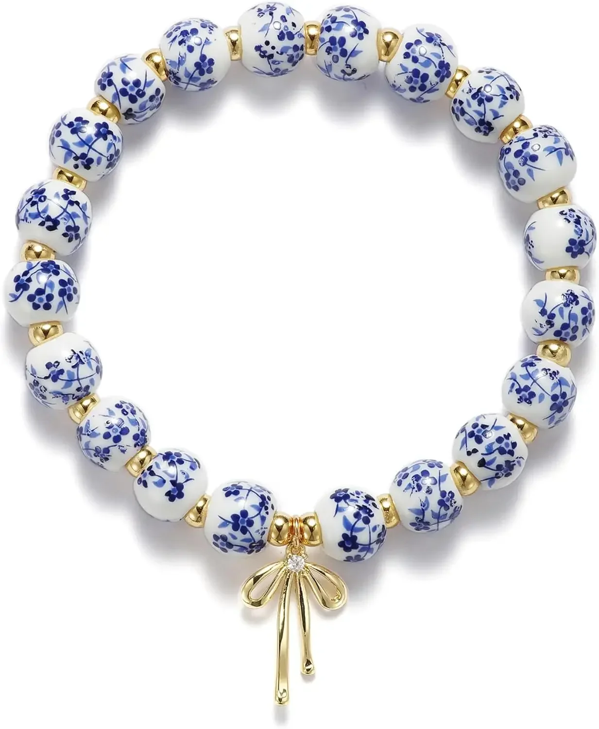 Pulsera de Cuentas con Lazo y Flores para Mujer, Pulsera Vintage Hecha a Mano, Elástica, con Cuentas, Delicada, Romántica, Regalos de Joyería