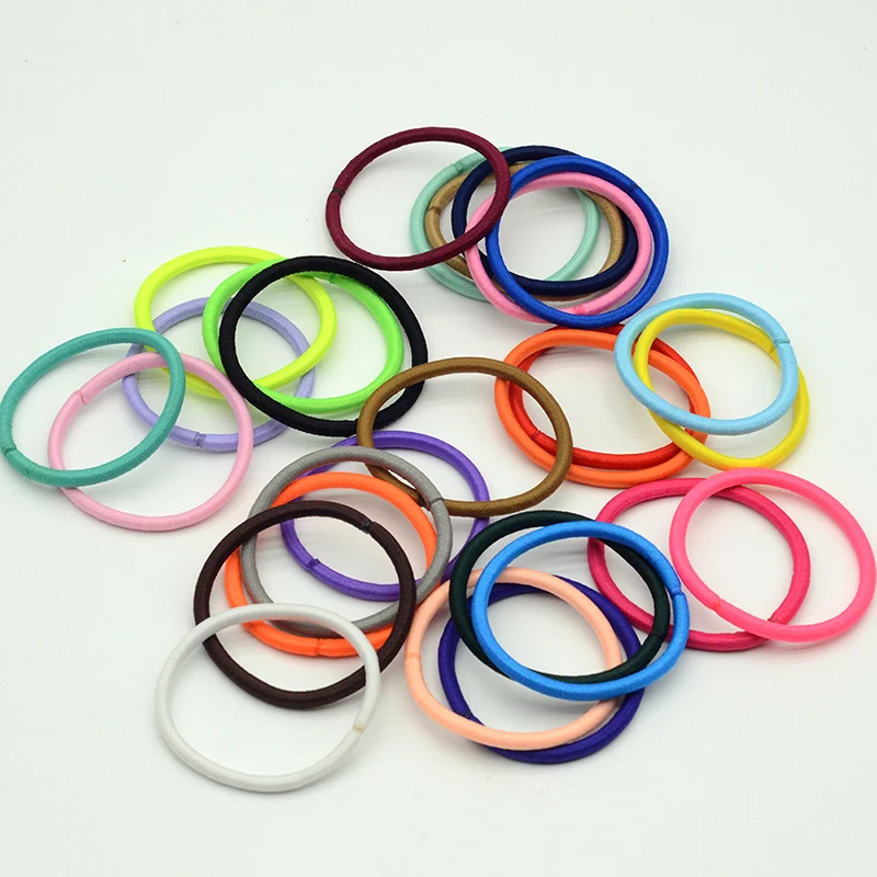 50PCS 4mm Elastic Hair Bands Ponytail Holders Base Rubber Hair Ties Bunhead Ropes Material for Handmade Kids Hair Accessories