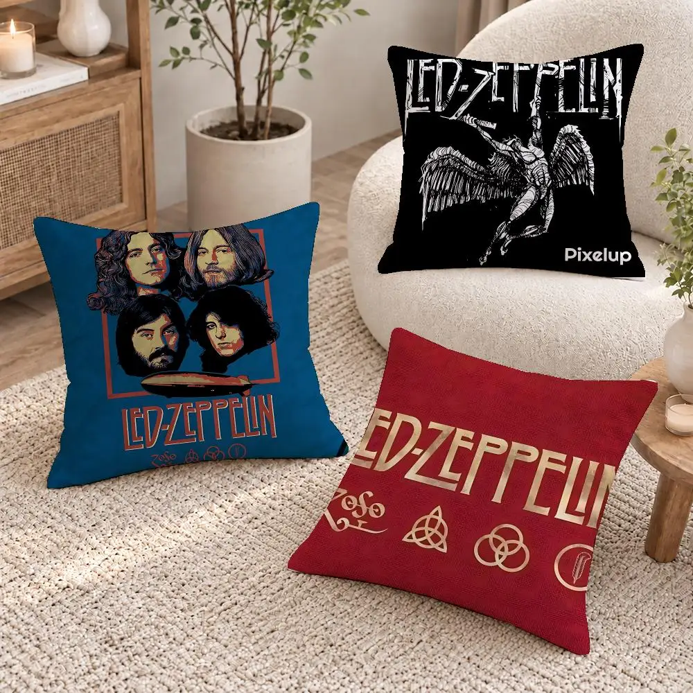 Rock Band Led Zeppelin Cushion Cover Washable Short Plush Pillowcase, Wrinkle Resistant Cushion Cover for Bedroom Decor Gift