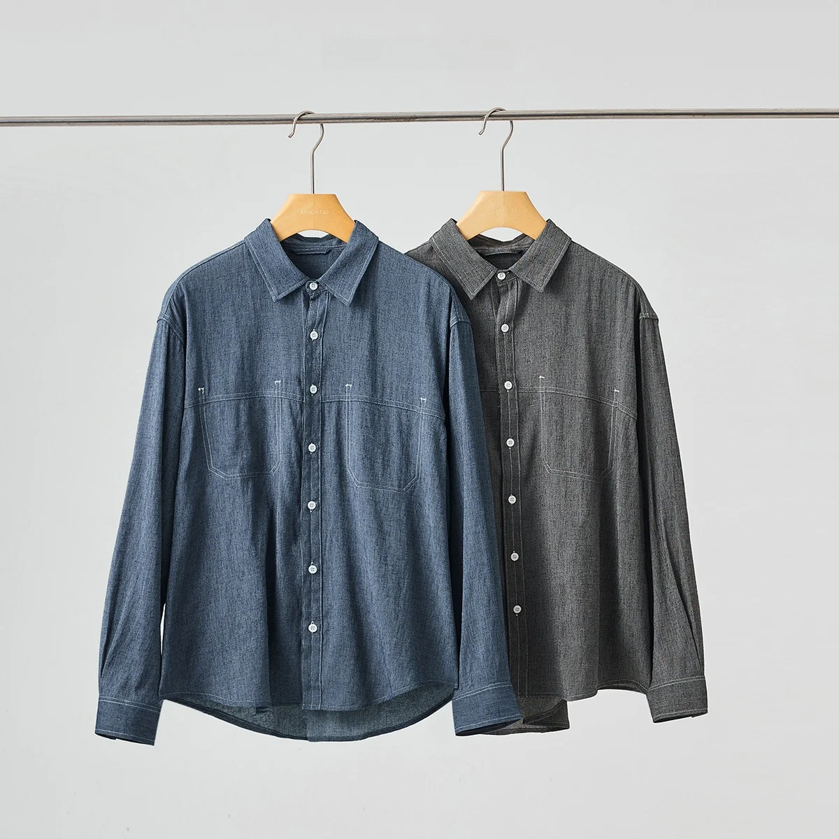 

Men's Long Sve Casual irt Spring Thin Elastic Loose Drapey Lightweight Faionable Button up Top in Polyester Blend