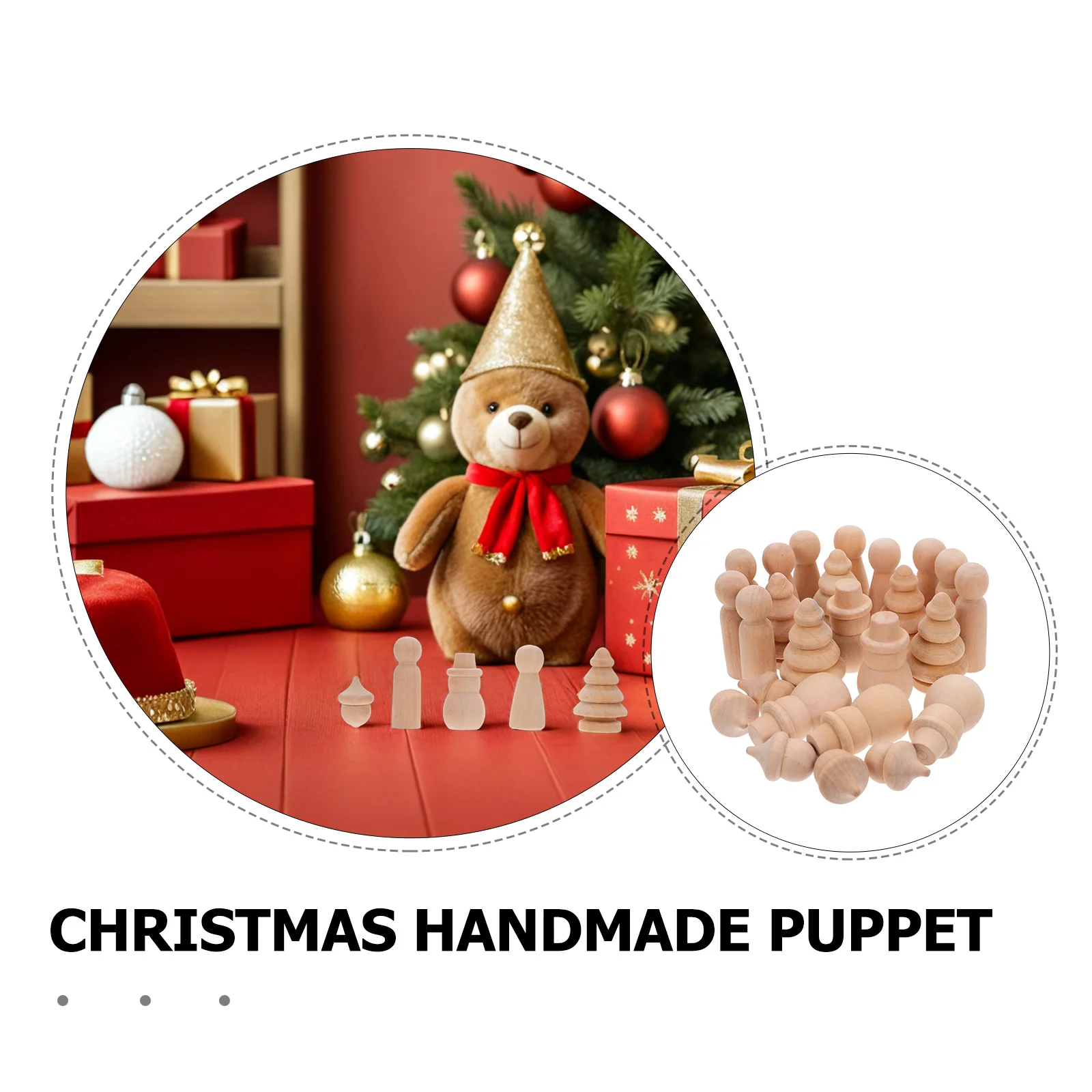 Christmas Puppet Wooden Handmade Decorative Ornaments Home Holiday Decoration Festive Santa Claus Nutcracker Seasonal Gift