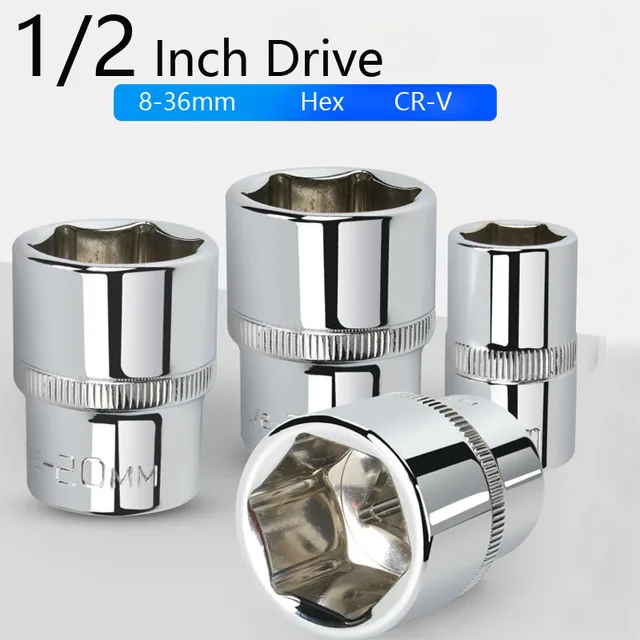 1/2" Klucz nasadowy sześciokątny z napędem kwadratowym CR-V Stal antykorozyjna 6-punktowa ręczna głowica klucza nasadowego 8-36 mm Głowice nasadowe Naprawa samochodów