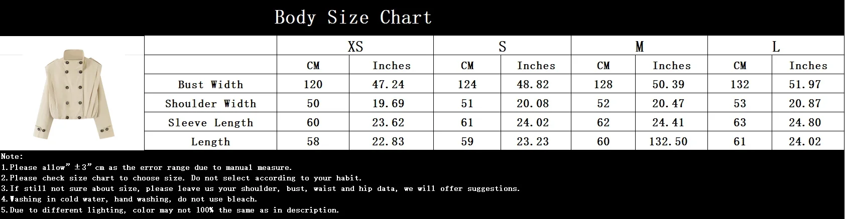 PRINTKAOIR Streetwear Chic Damen Trenchcoat Stehkragen Doppelreihiger Langarmmantel Neue Mode 2026 Herbst Trenchcoat – Detail 1