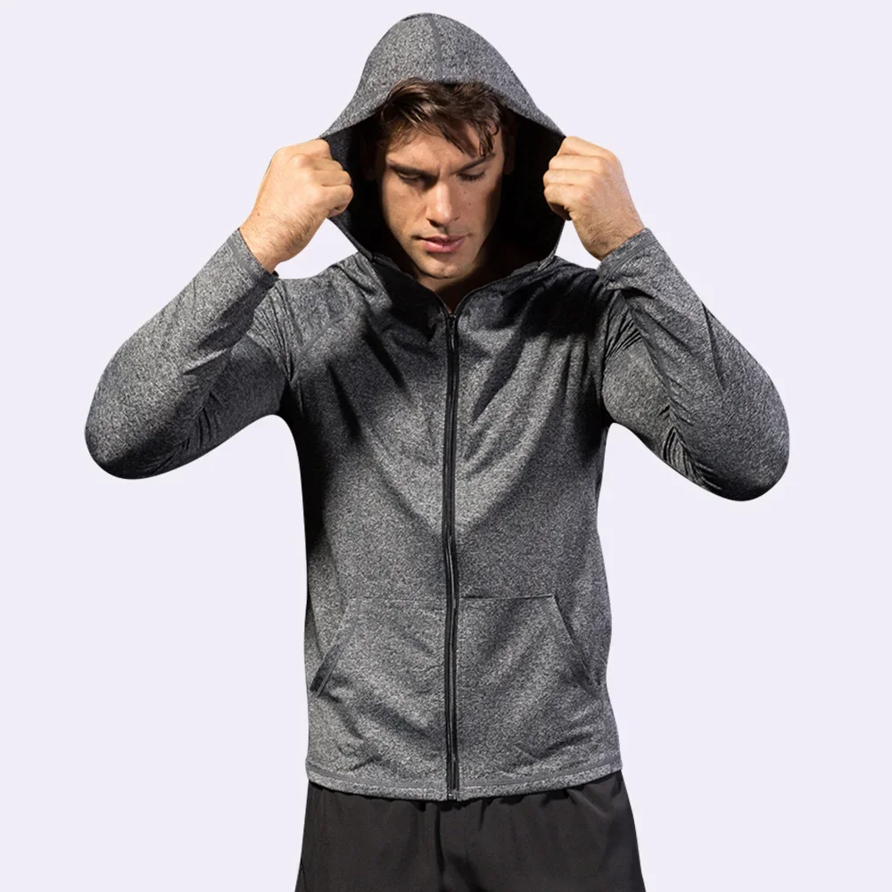 

Custom Logo Men's Jacket Gym Outdoor Sportswear Clothing Running Shirt Tracksuits Hoodie Jacket With Zipper For Men