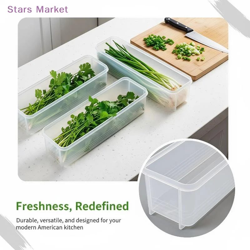 New Clear Plastic Long Herb Storage Containers With Lids Keep Herbs Fresh For Weeks For Kitchen Fridge Cilantro Scallion Storage