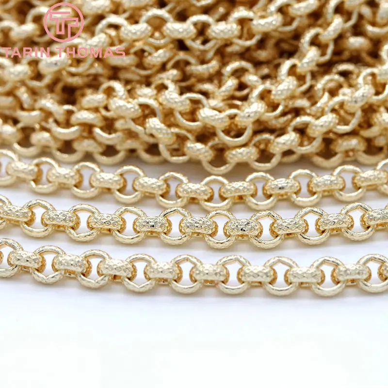 (6193) 50CM 4MM 6.5MM 24K Gold Color Plated Brass Necklace Chains Bracelet Chains High Quality Jewelry Accessories Wholesale