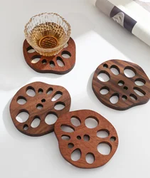 Black Walnut Lotus Root Slices Solid Wood Coaster Creative Mark Insulation Pad Anti Scalding Wooden Teacup Pad