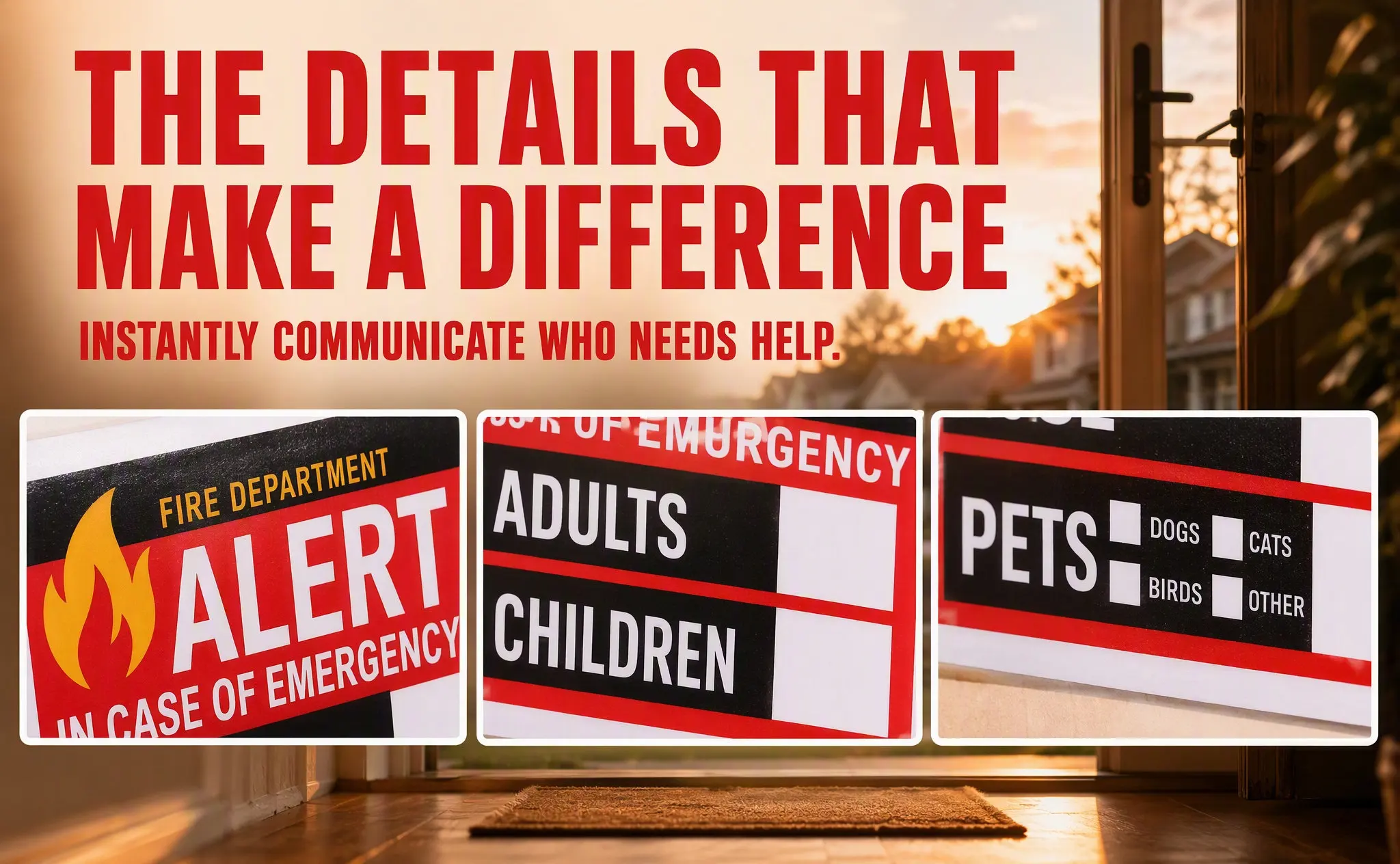 20Sheets People and Pet Finder Stickers Emergency Alert Decal Window Sticker Safety Rescue Tool for Firefighters