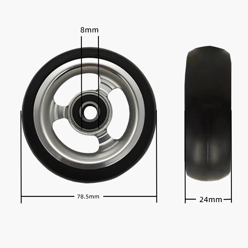 3inch Sports Wheelchair Caster Wheel Accessories Made of Aluminum Alloy with Pu Solid Tire, High-Speed, Wear-Resistant, and Silent