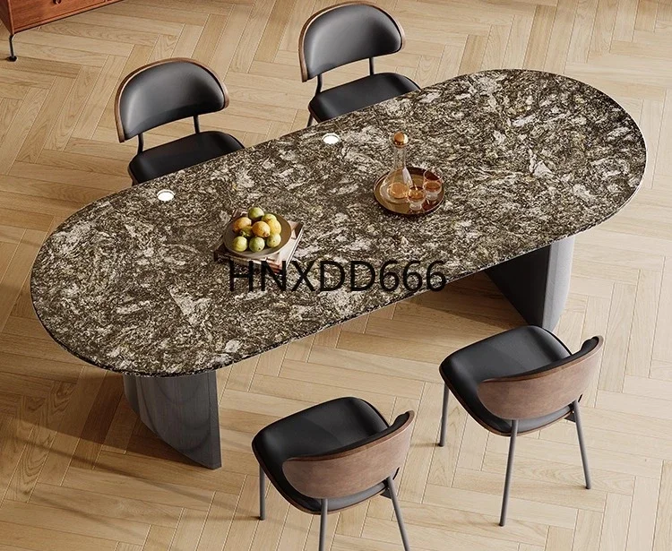 Natural luxury stone platinum diamond dining table household marble dining table and chairs