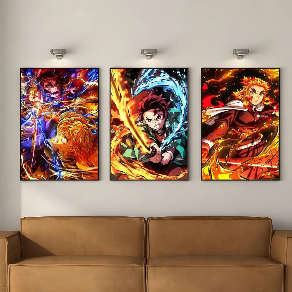 D-Demon Anime S-Slayer Poster PP Self Adhesive Decorative poster Waterproof Waterproof for Apartment Bedroom
