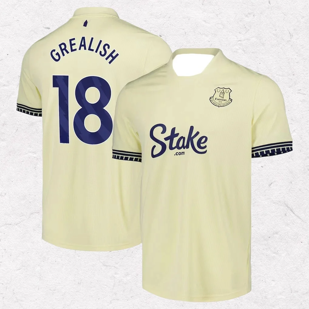 24 25 قمصان كرة القدم Everton Home Away أزياء كرة قدم للأطفال 2024 تي شيرت رياضي لكرة القدم، قميص سريع الجفاف وجيد التهوية