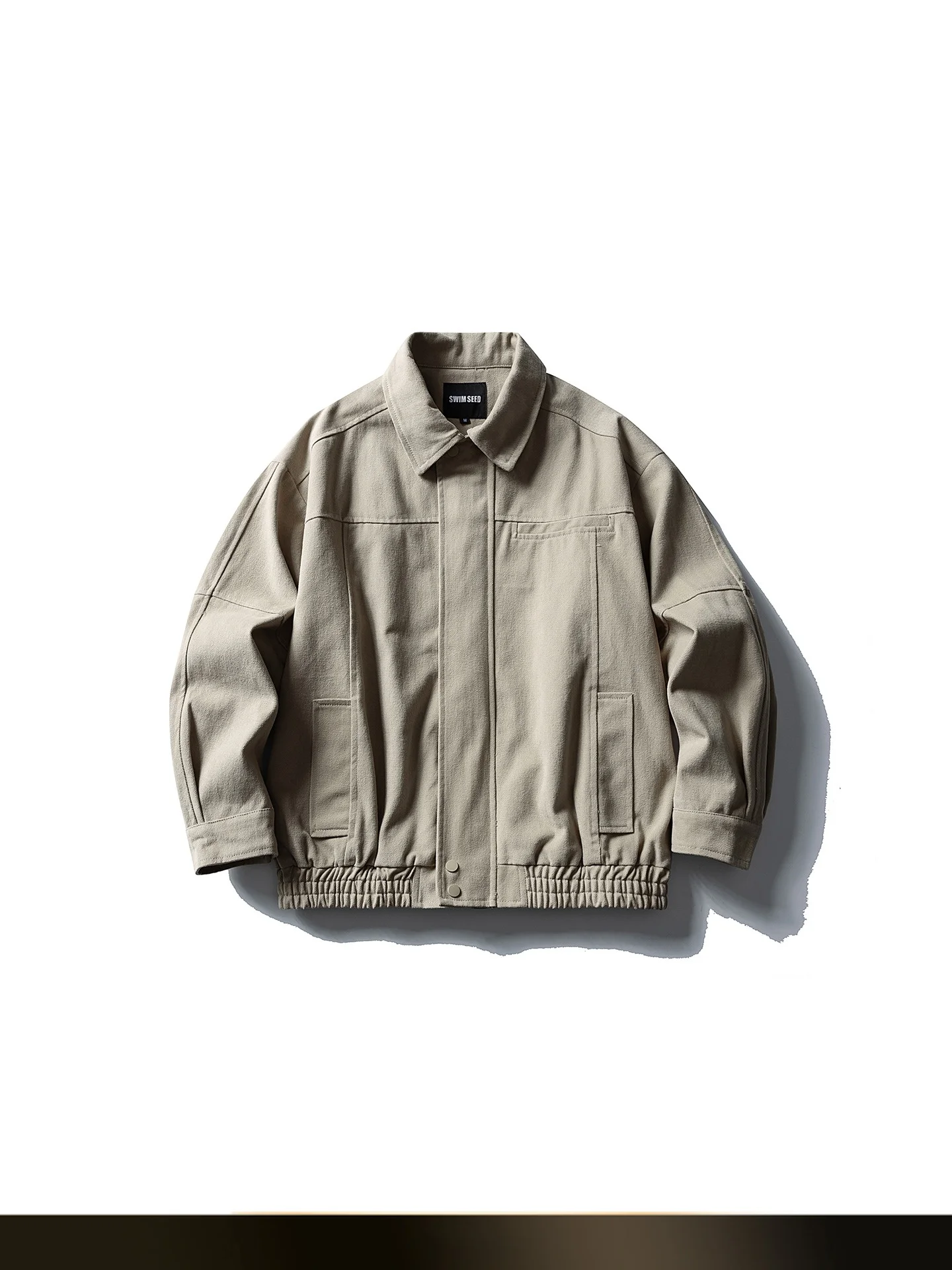 

American Retro Pure Color Simple Split Collar Jaet Men's Loose Couple Harlington Workwear Coat Youth Faion Cotton 00%