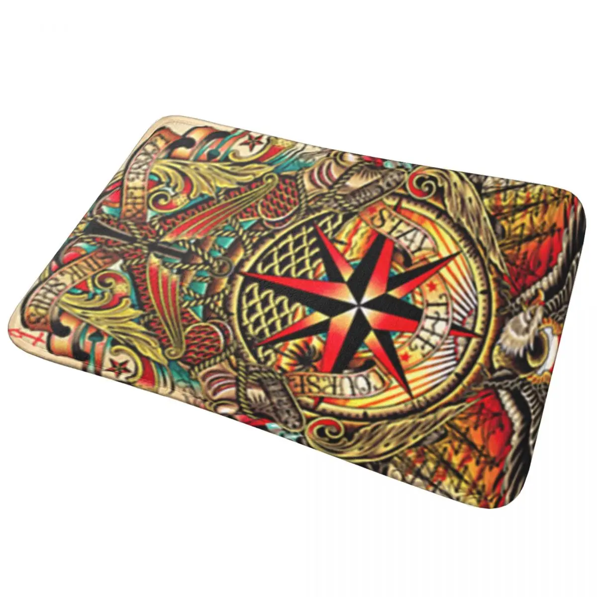 Stay The Course Nautical Compass Non-slip Doormat Floor Mat Dust-proo Carpet Rug for Kitchen Entrance Home Bedroom Footpad Mats
