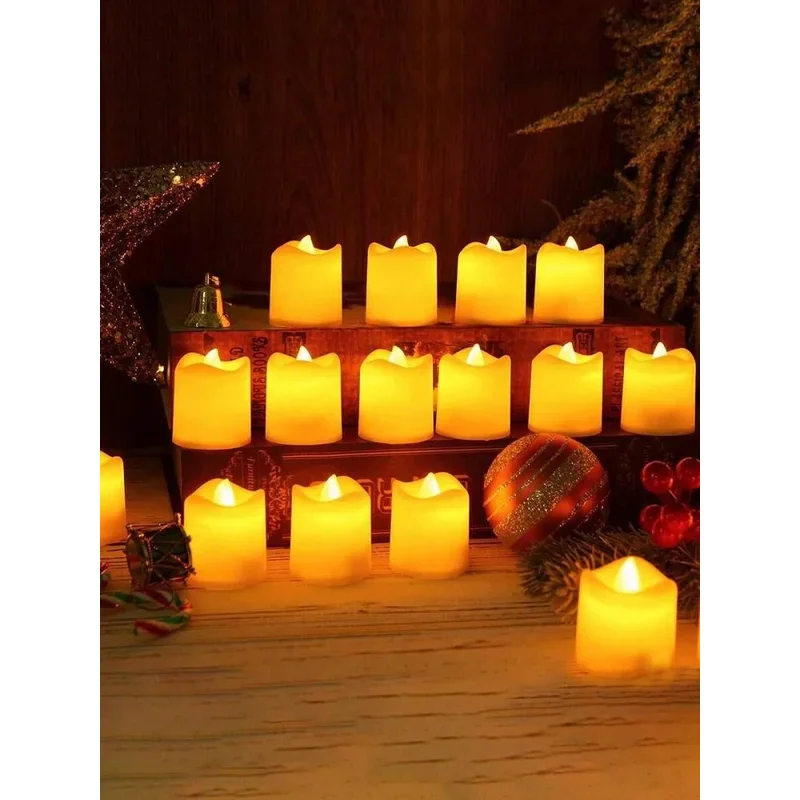 Flickering LED ivory electronic candle, flameless tealight, battery operated, ideal for weddings