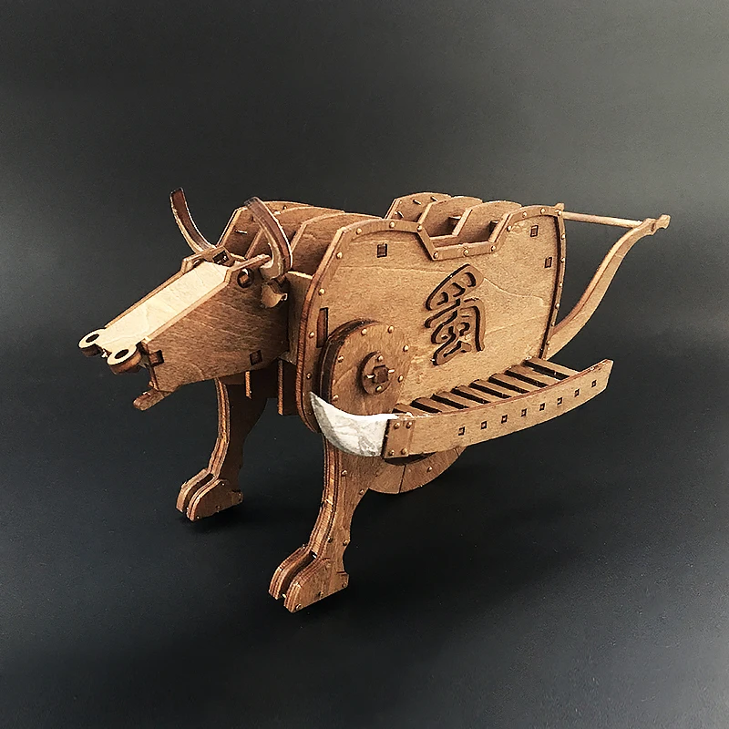Wooden Bi-Nu-Lou-Ma ancient battle chariot model for children - a stress-relieving toy gift made of wood