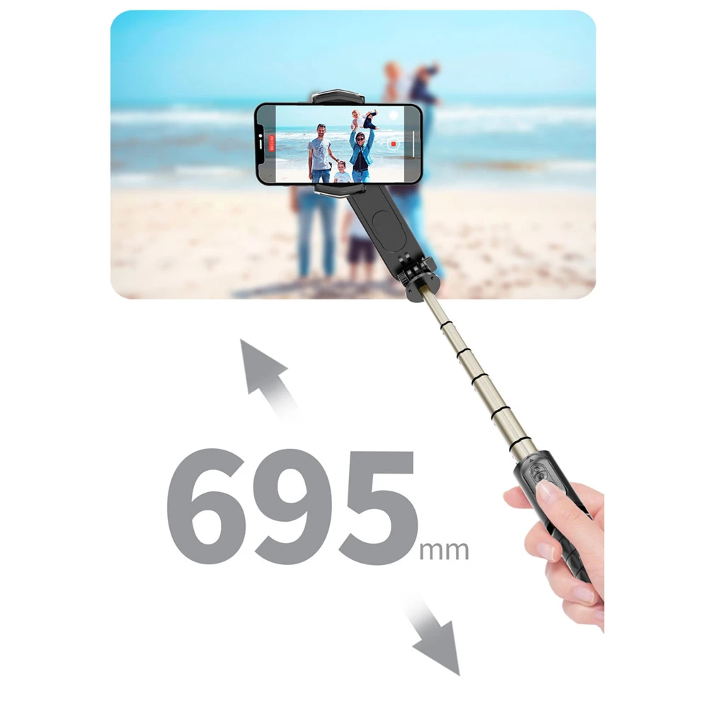 Imagem -06 - sem Fio Bluetooth Selfie Stick Tripé Handheld Gimbal Estabilizador Monopé com Luz de Preenchimento Obturador para Ios Android Q09