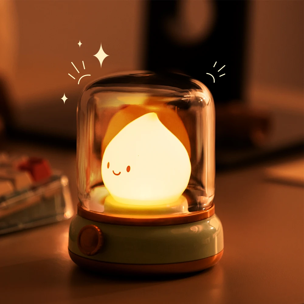 Candle Night Light Cute Flame Lamp Desktop LED Decorative Light USB Rechargeable Night Light Bedroom Creative Children's Gift