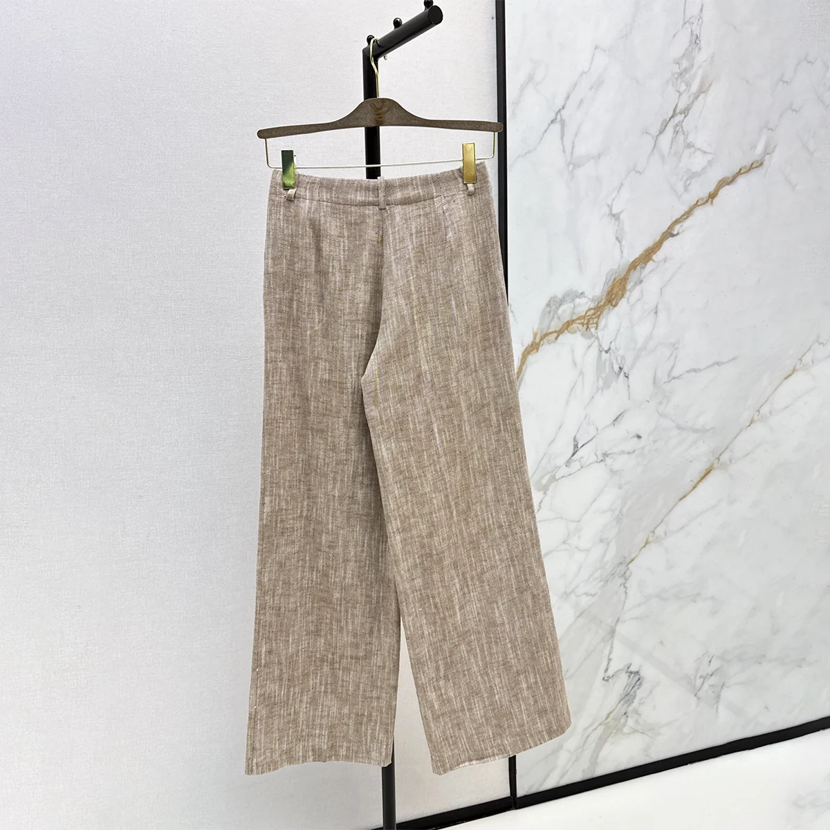 2026 High Quality New Women's High Waist Mixed Texture Vertical Straight Pants--hb803