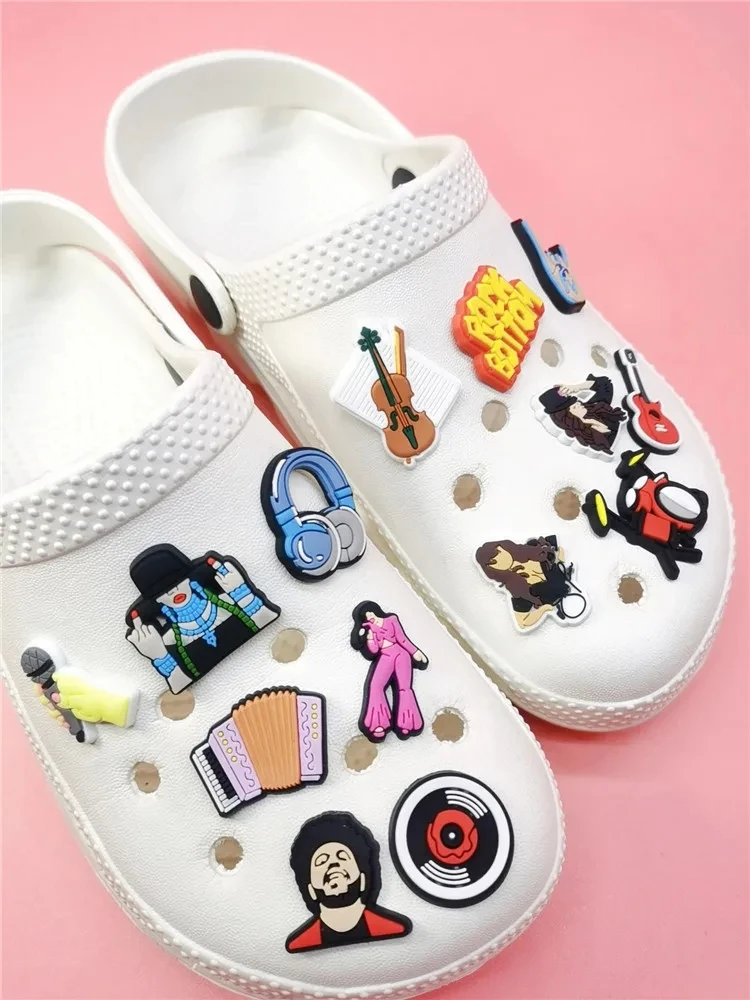 Rock Music Shoe Charms Colorful PVC Buckle Decorations Garden Shoes Diy Accessories Funny Clog Ornaments Adult Kids Decor Gifts