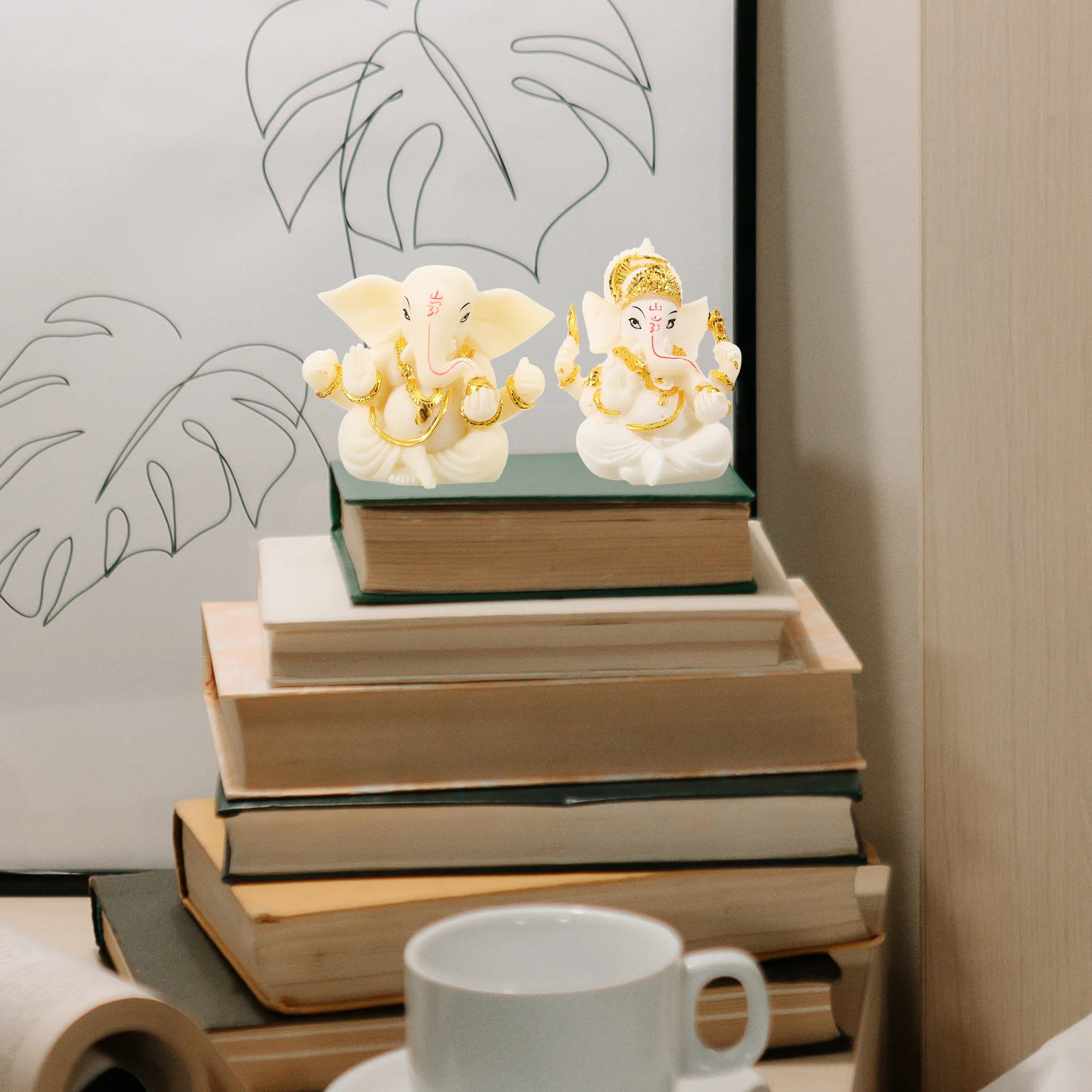 

2Pcs Thai Elephant Buddha Statue Resin Decoration Classic Design Coffee Table Dining Wedding Reception Gift Idea