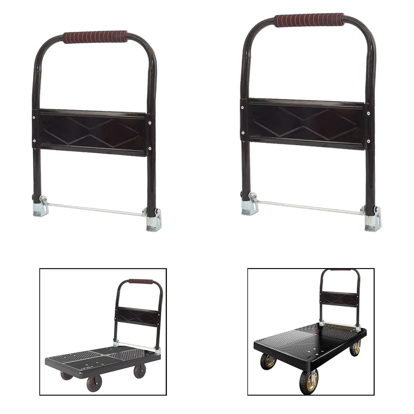 

Flatbed Cart Handle Foldable Heavy Duty Easy Installation Portable for Hand Moving Cart Warehouse Garage