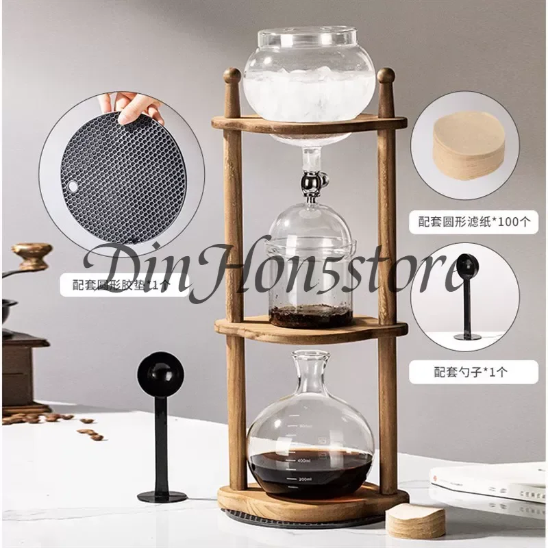 Home Ice Drip Glass Coffee Brew Pot Set Ice Coffee Drip Pot Rack Set Cold Brew Coffee Maker Set