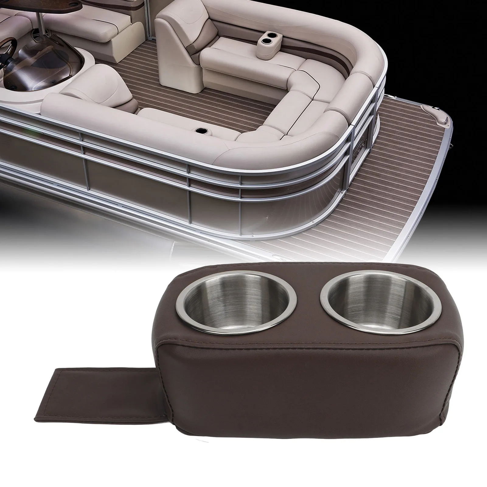 

Marine Cup Holder Car Seat Cup Holders With Double Stainless Steel Cup Holder Portable Drink Bottle Holder for RV Yachet Boat Ca